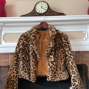Faux fur cheetah print jacket, S